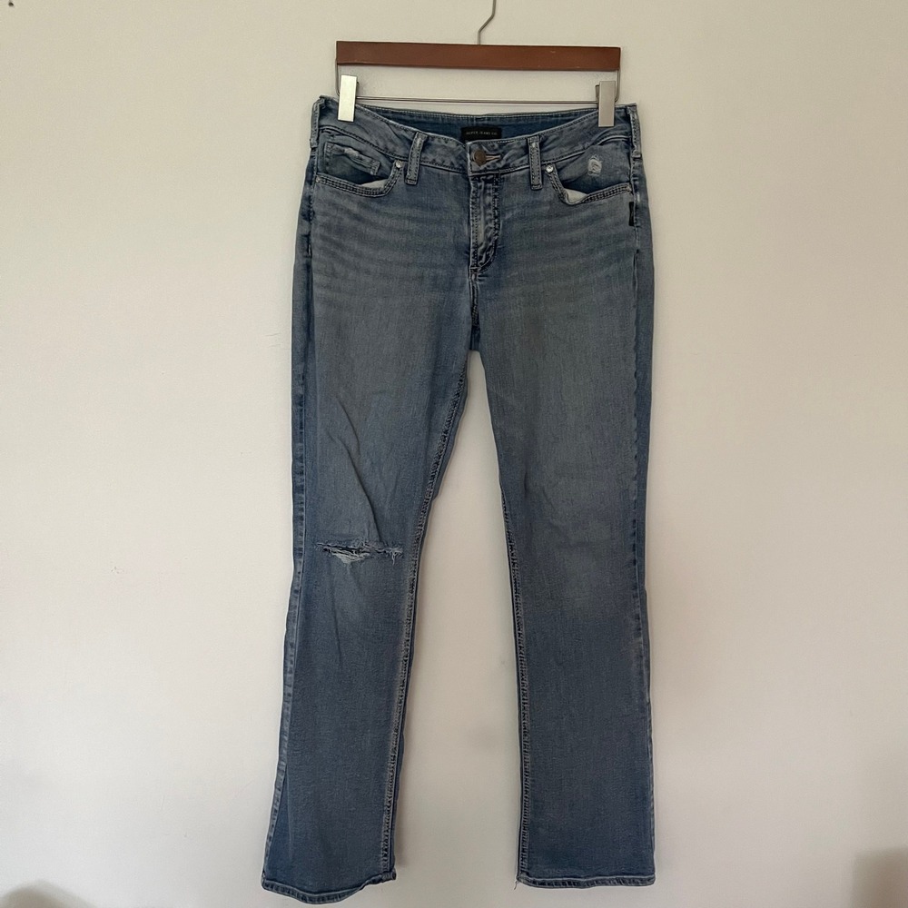 Silver Jeans Co Suki Slim Boot cut 32x33 Distressed Medium Wash Denim Jeans
